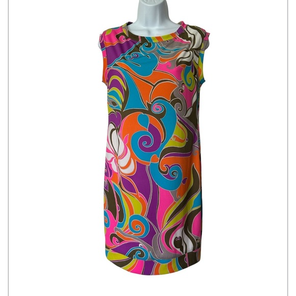 Trina Turk Multicolor Sleeveless Shift Dress Excellent Size S - Picture 2 of 7
